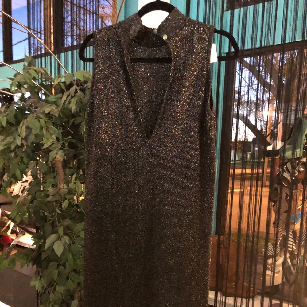 Metallic sweater dress